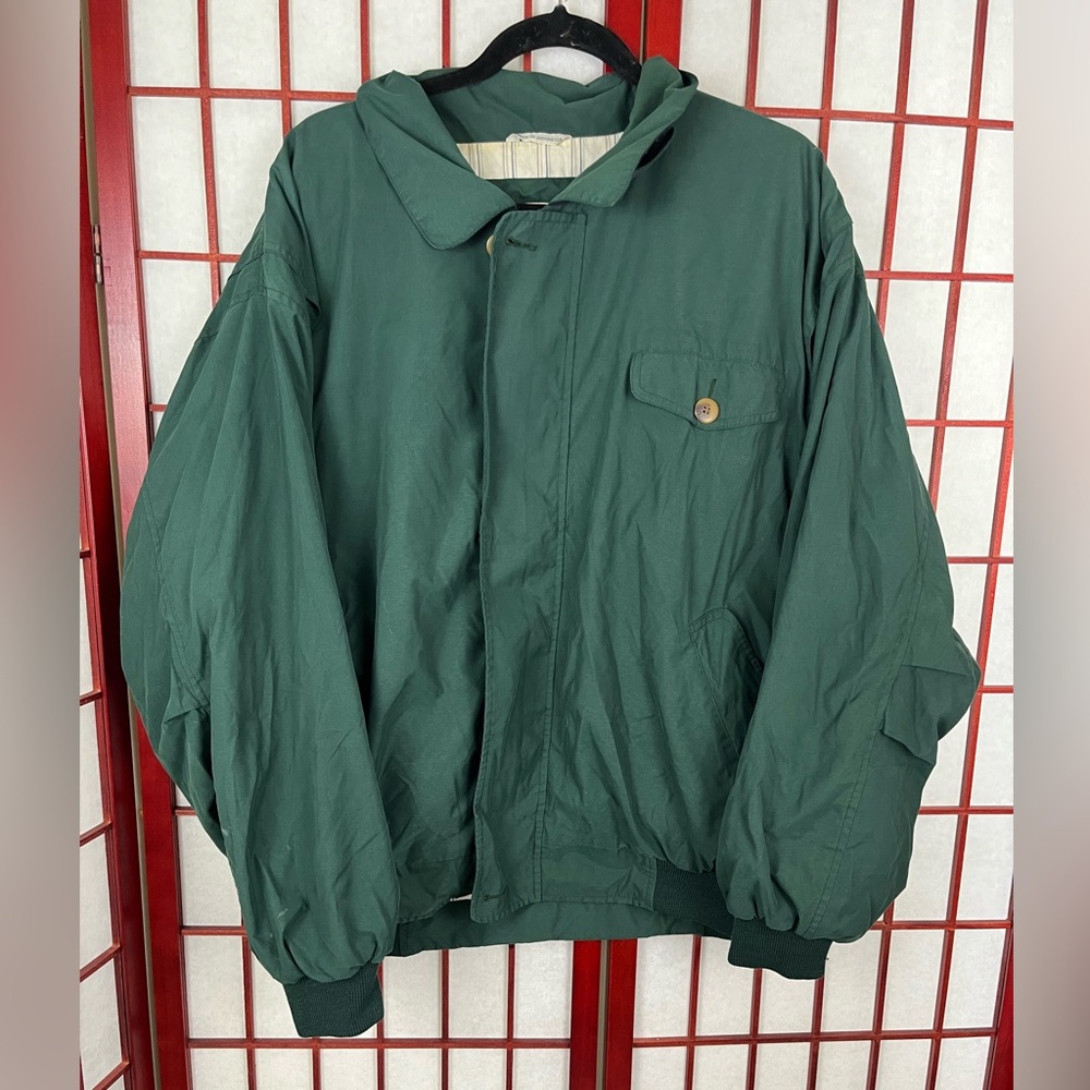 Vintage Aviator Green Bomber Zip Up Jacket
